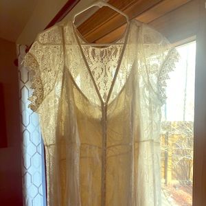 Torrid lace cream maxi dress with attached slip